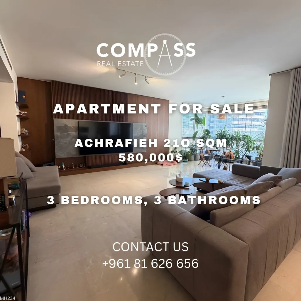 Apartment for sale in Achrafieh, Beirut, Lebanon - 3 bed, 3 bath
