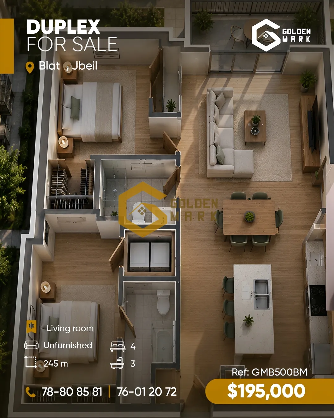 Duplex for sale in Blat, Lebanon - 4 bed, 3 bath