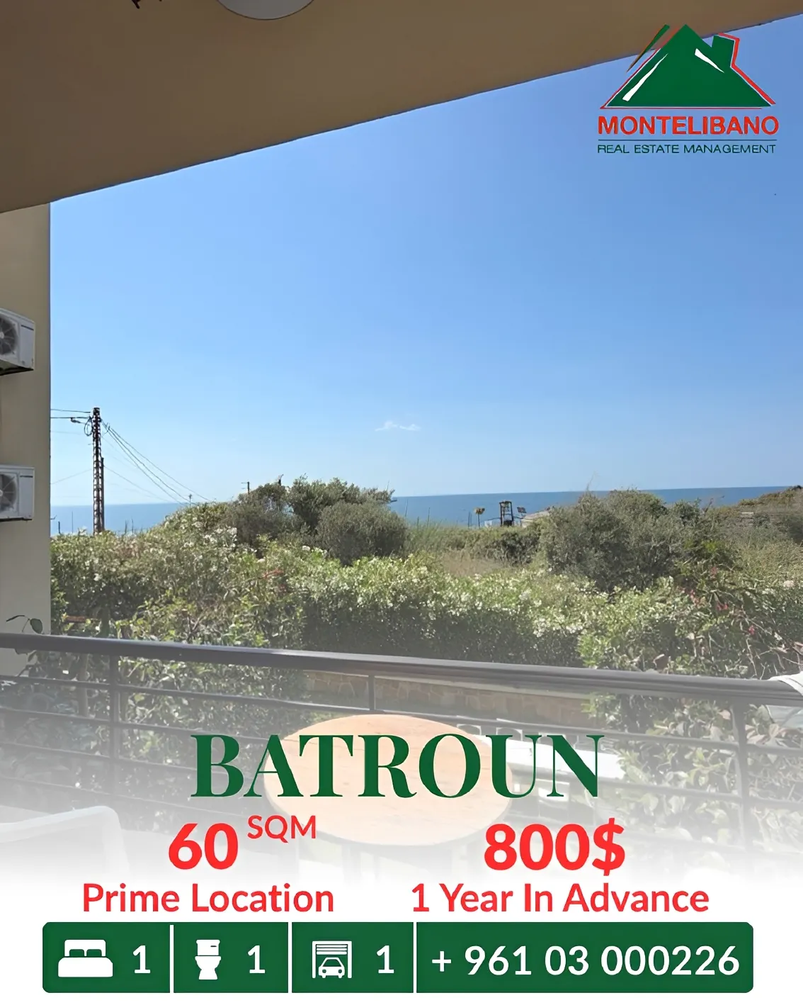 Apartment for rent in Batroun, Lebanon