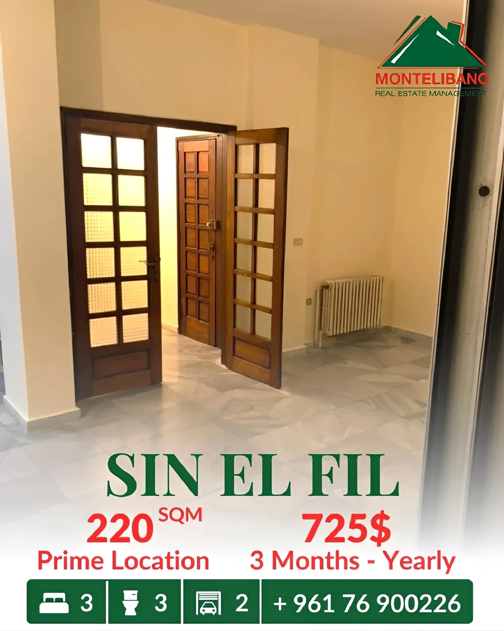 Apartment for rent in Sin El Fil, Lebanon - 3 bed, 3 bath