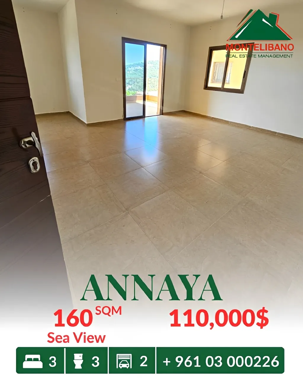 Apartment for sale in Aannaya, Lebanon - 3 bed, 3 bath