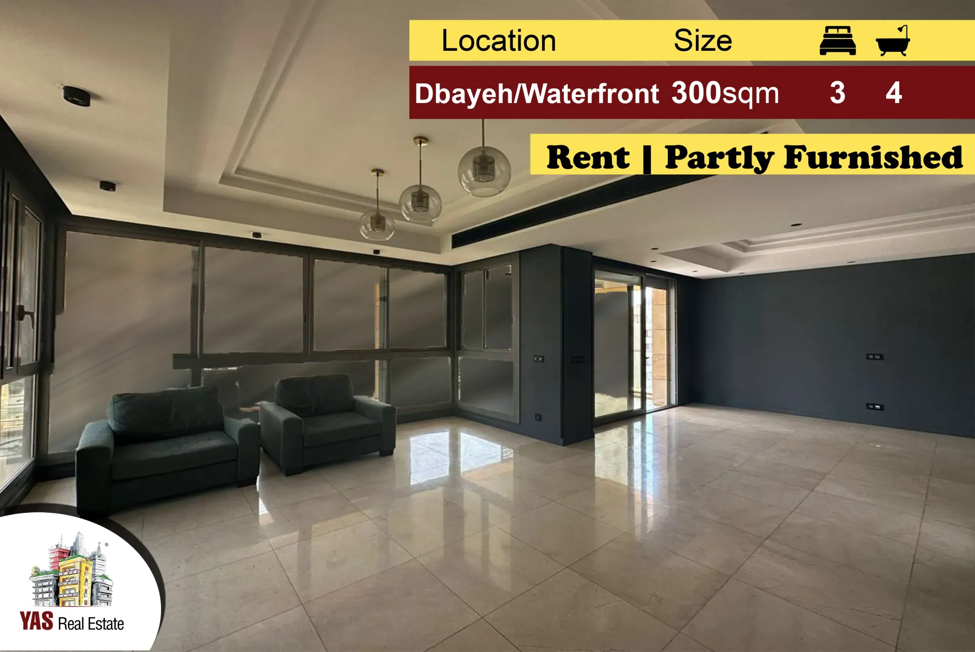 Apartment for Rent in Dbayeh - 3 bed, 4 bath