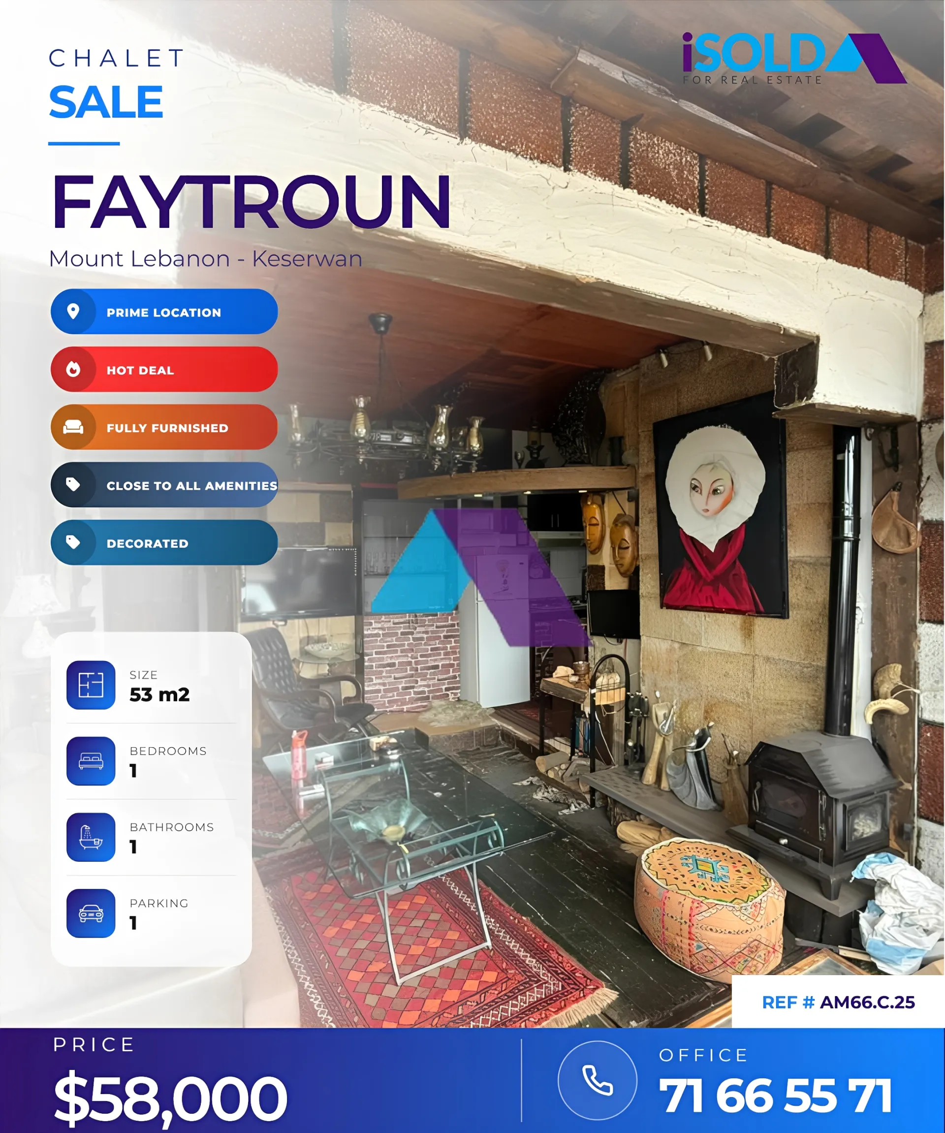 Chalet for Sale in Faitroun - 1 bed, 1 bath