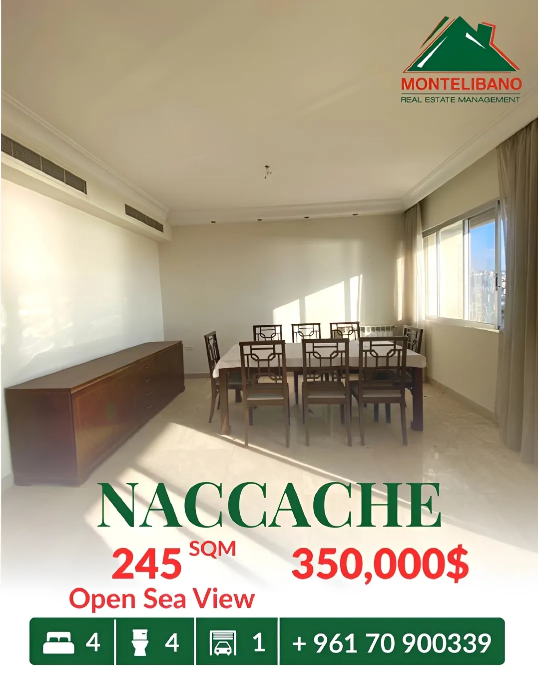 Apartment for sale in Naccache, Lebanon - 4 bed, 4 bath