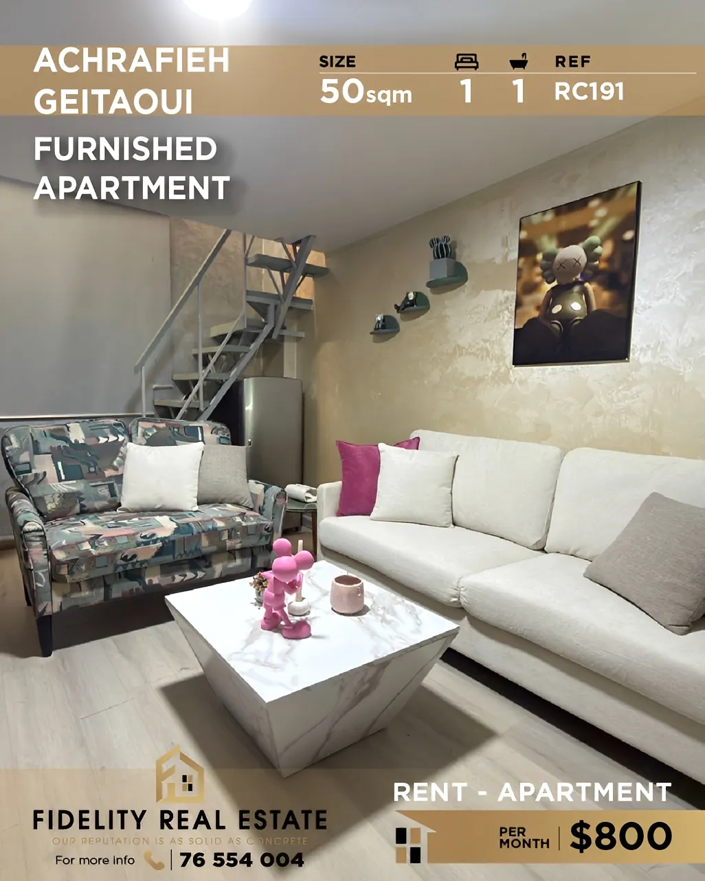Apartment for rent in Achrafieh, Beirut, Lebanon - 1 bed, 1 bath