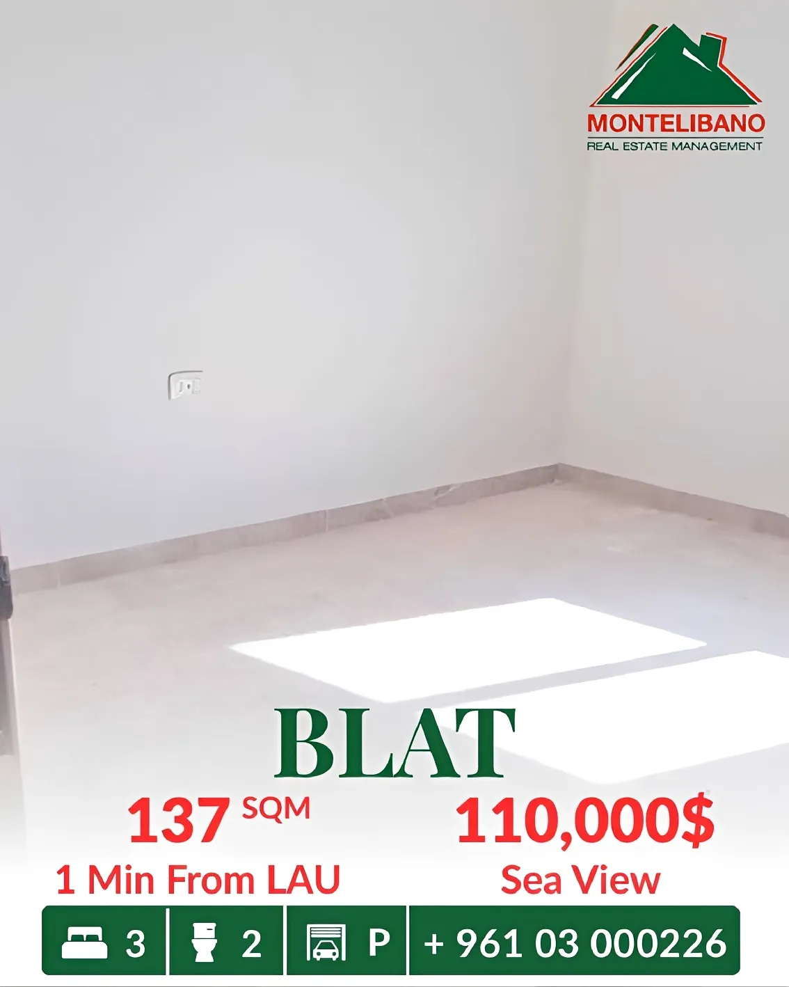 Apartment for sale in Blat, Lebanon