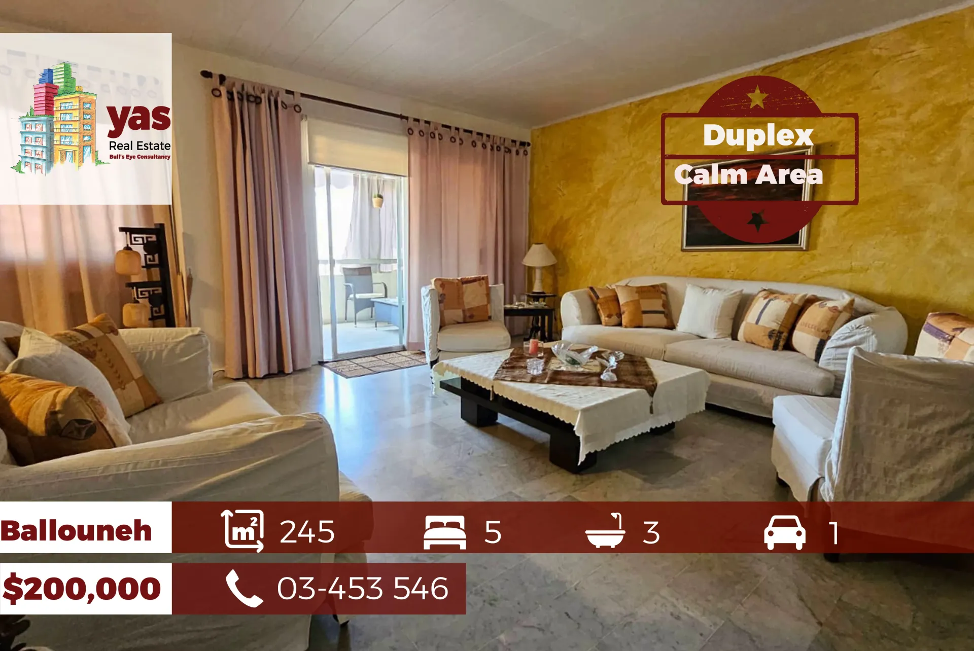 Apartment for Sale in Ballouneh - 5 bed, 3 bath