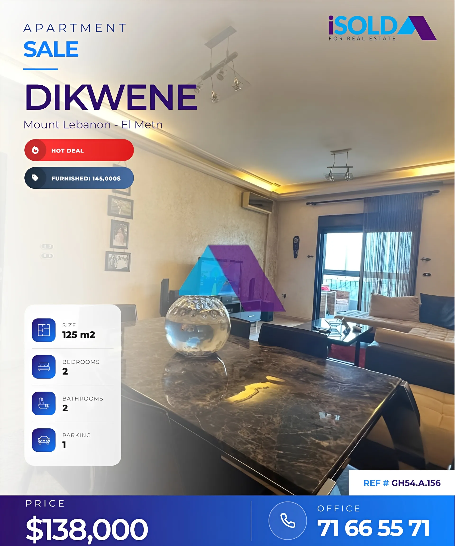 Apartment for Sale in Dekwaneh