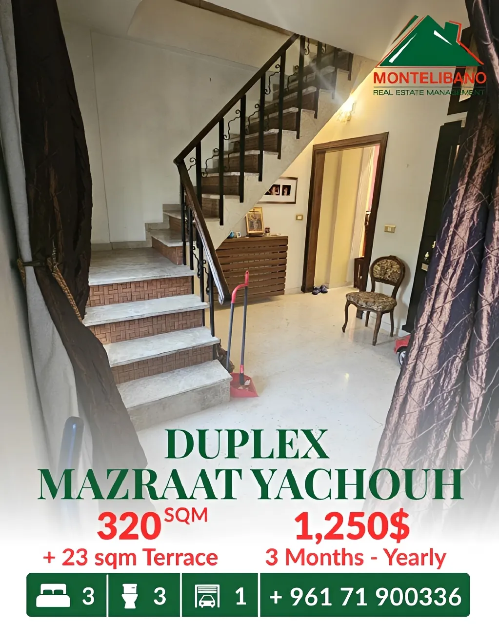 Duplex for rent in Mazraat Yachoua