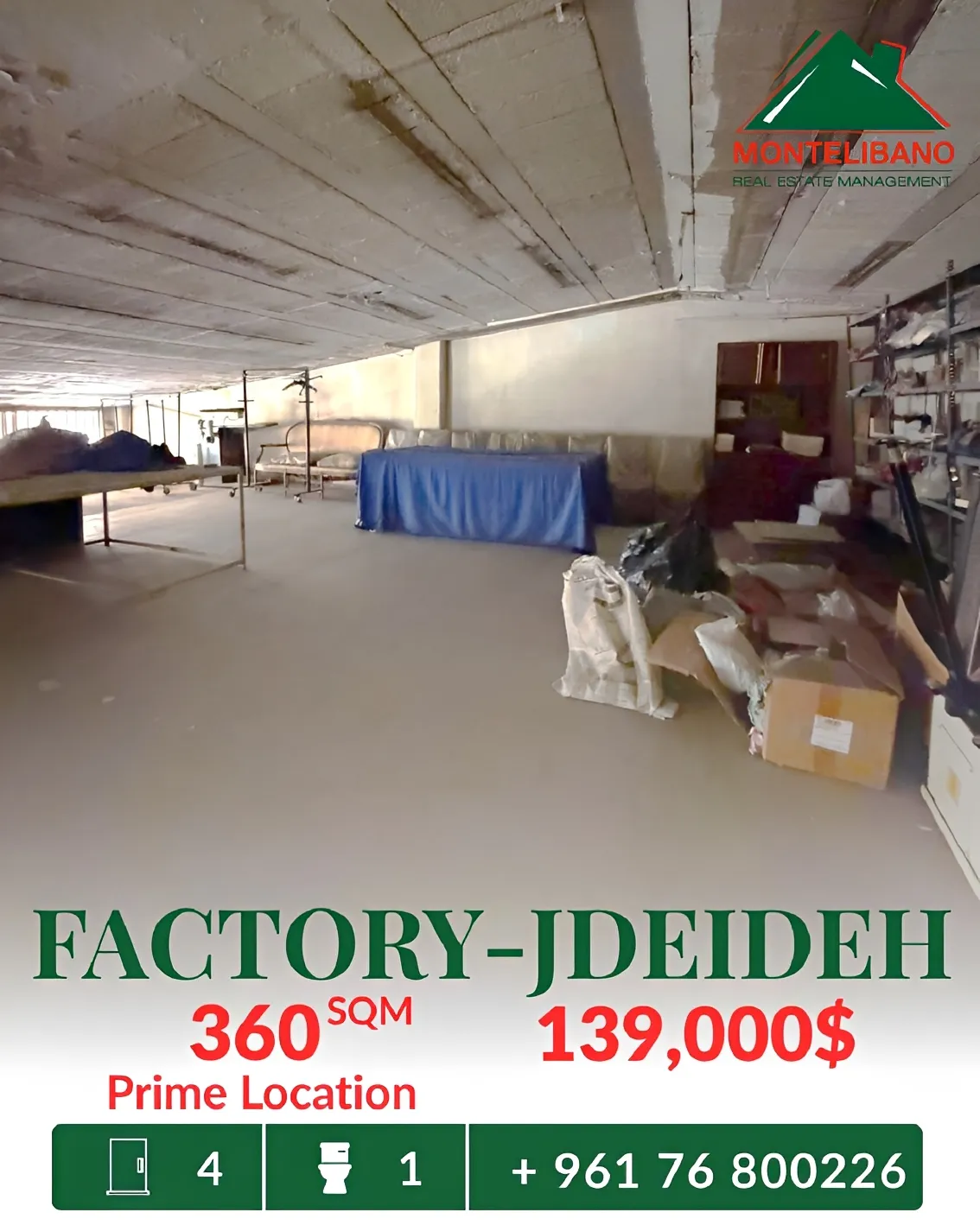 Warehouse for sale in Jdeideh, Lebanon