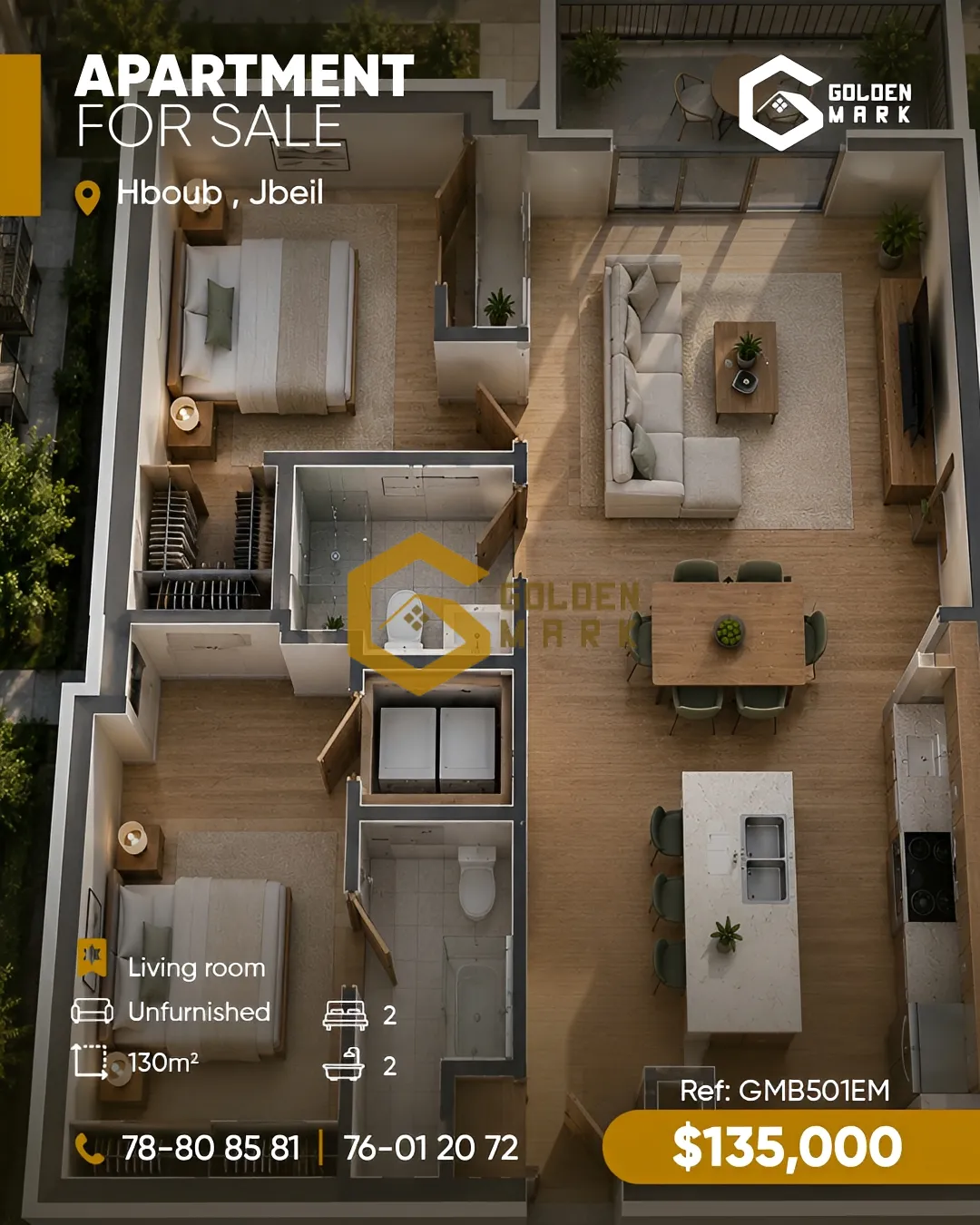 Apartment for Sale in Habboub - 2 bed, 2 bath