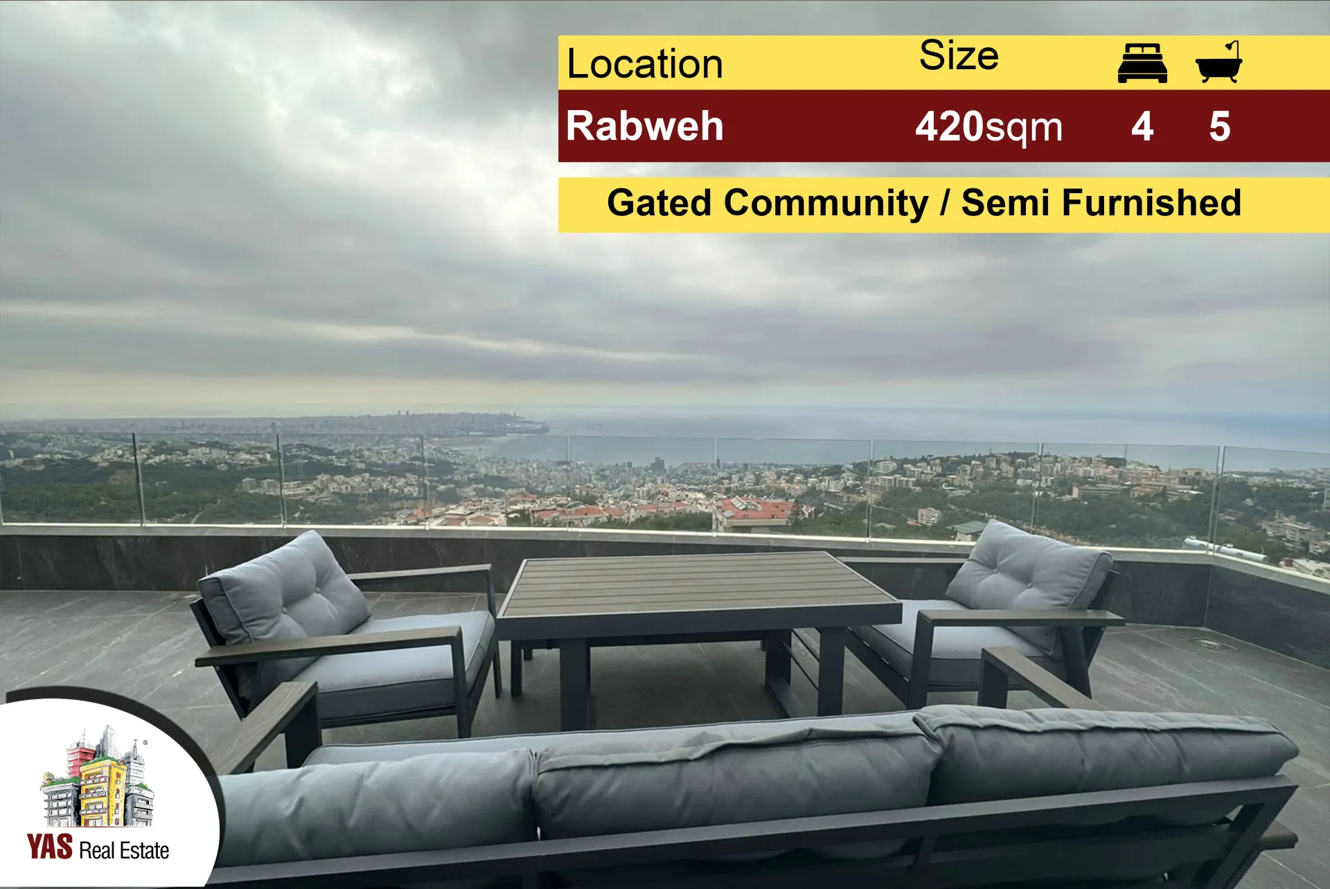 Apartment for Sale in Rabweh - 4 bed, 5 bath