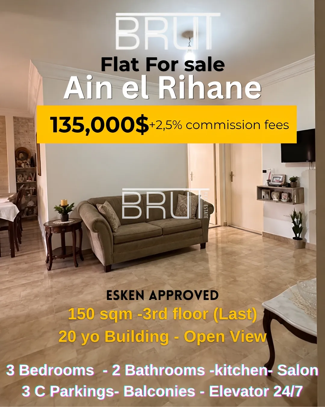 Apartment for sale in Ain El Rihaneh