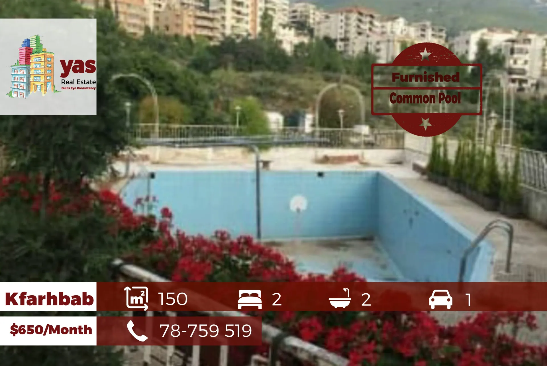 Apartment for Rent in Kfar Hbab - 2 bed, 2 bath