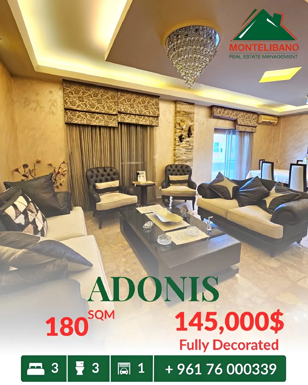 Apartment for sale in Adonis, Lebanon - 3 bed, 3 bath