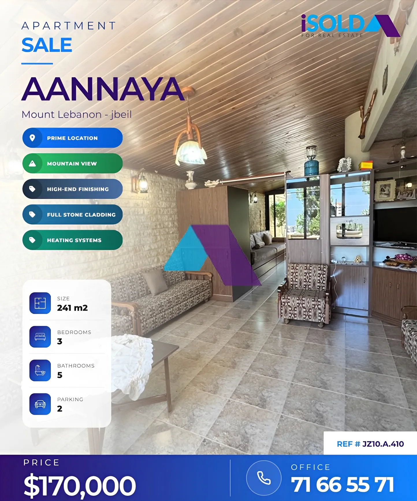 Apartment for sale in Aannaya, Lebanon - 3 bed, 3 bath