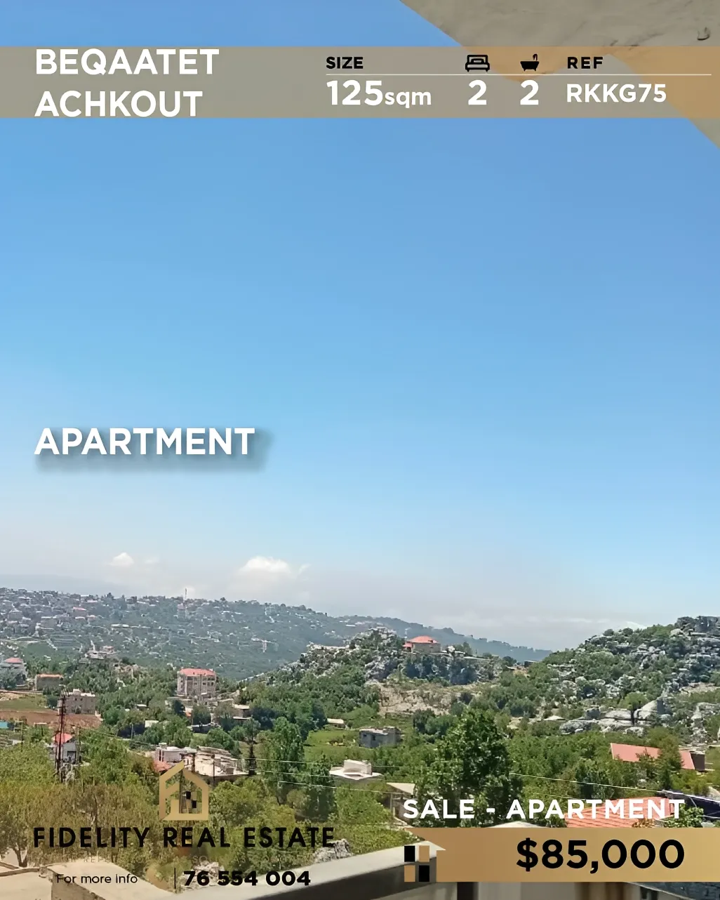 Apartment for sale in Beqaatet Aachqout, Lebanon - 2 bed, 2 bath