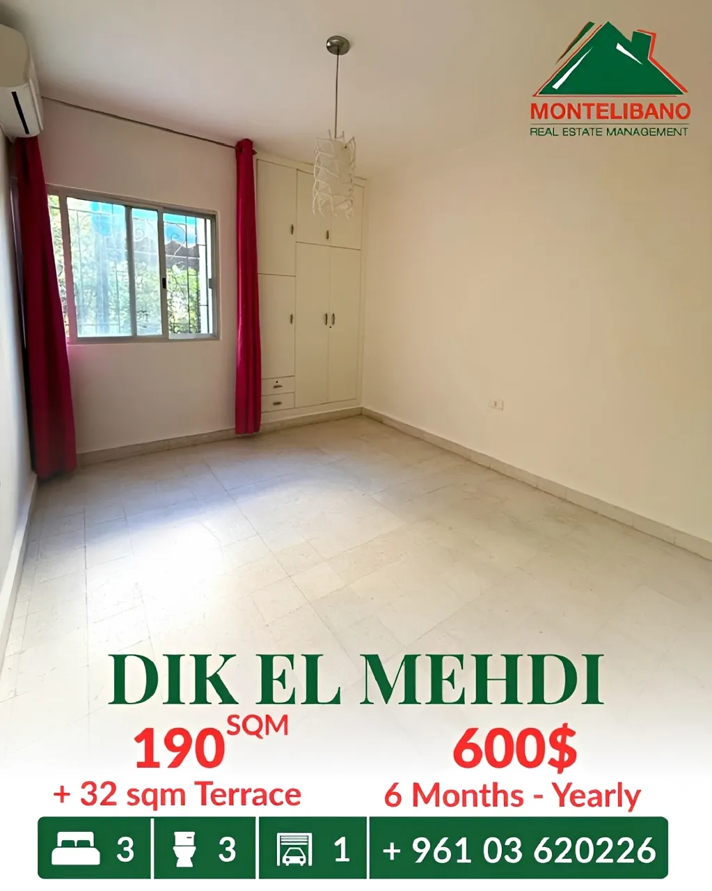 Apartment for rent in Dik El Mehdi