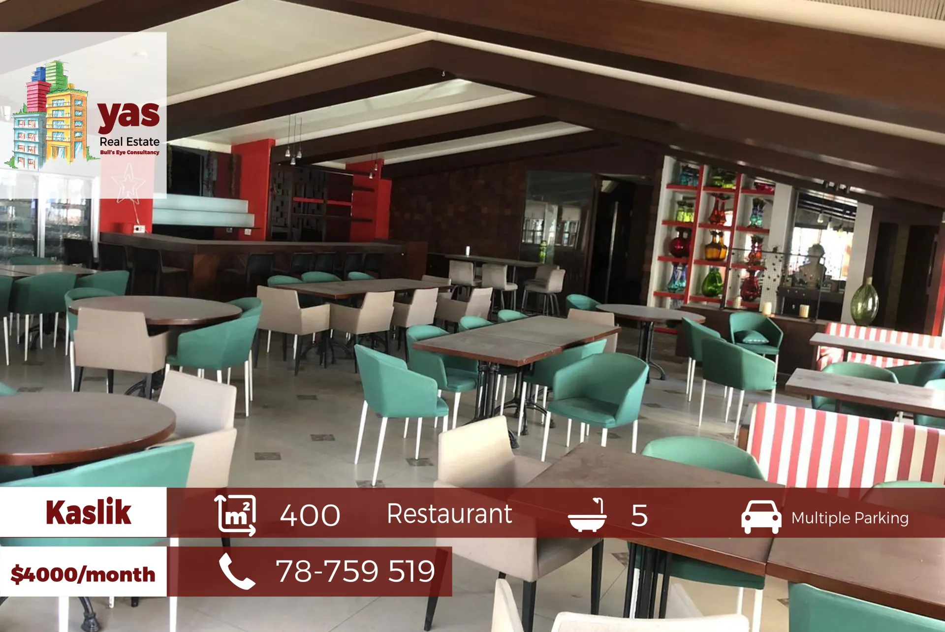 Restaurant for rent in Kaslik