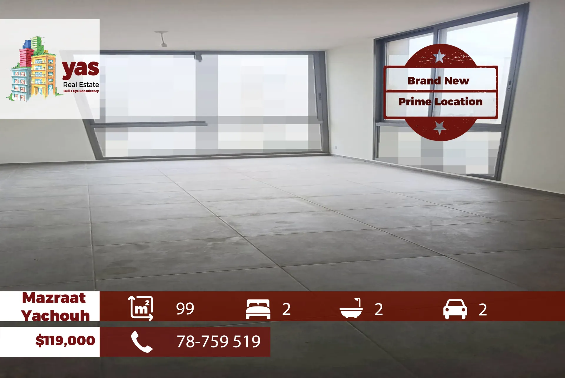 Apartment for Sale in Mazraat Yachou - 2 bed, 2 bath