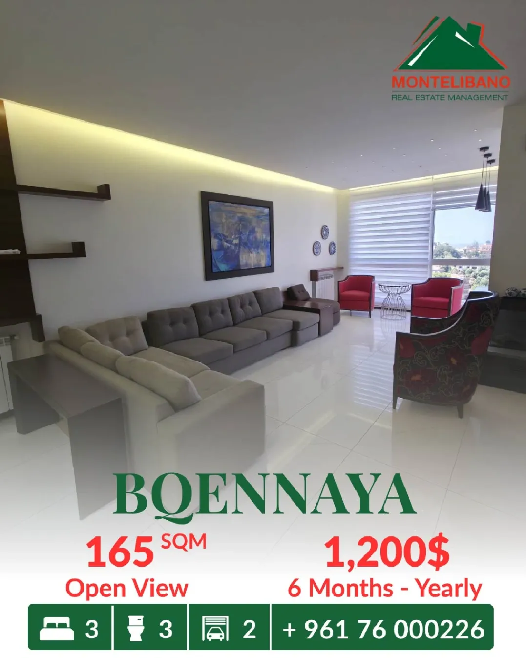 Apartment for rent in Bqennaya, Lebanon