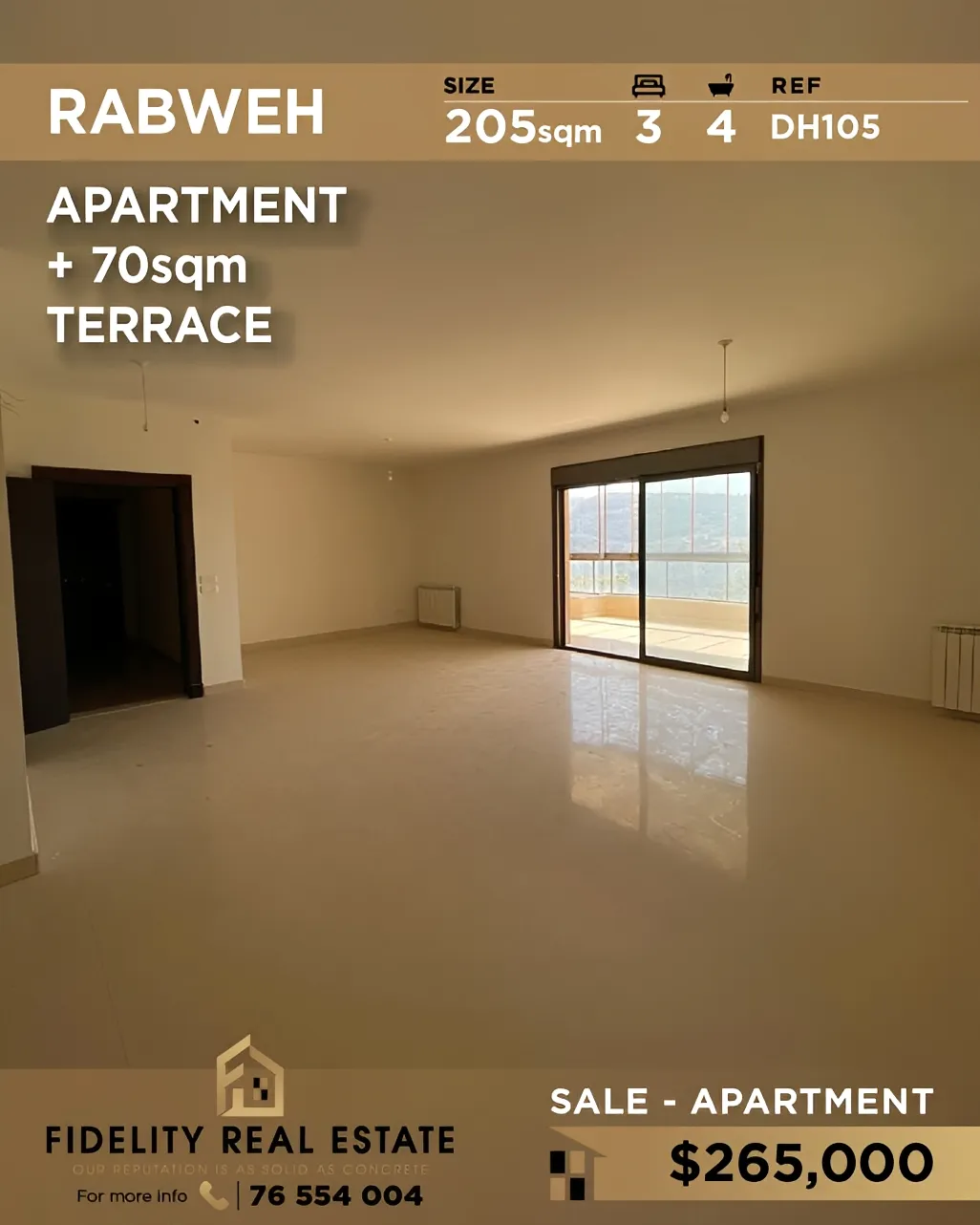 Apartment for sale in Rabweh, Bayrut, Lebanon - 3 bed, 4 bath