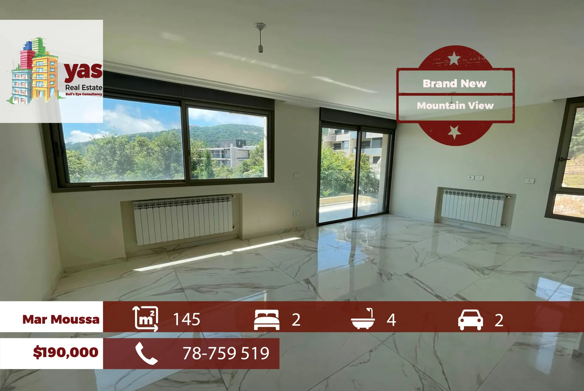 Apartment for Sale in Mar Moussa - 2 bed, 4 bath