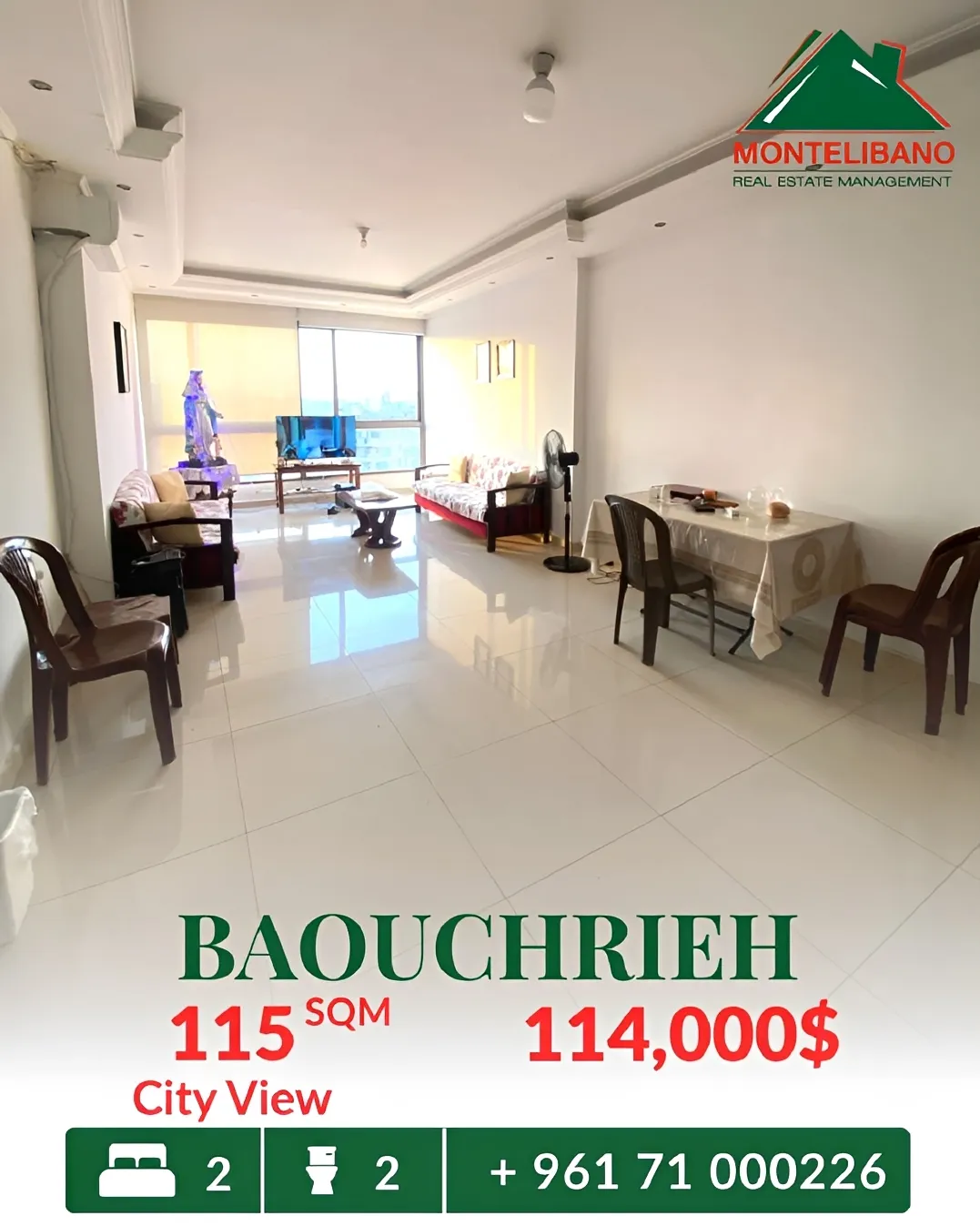 Apartment for sale in Baouchriyeh