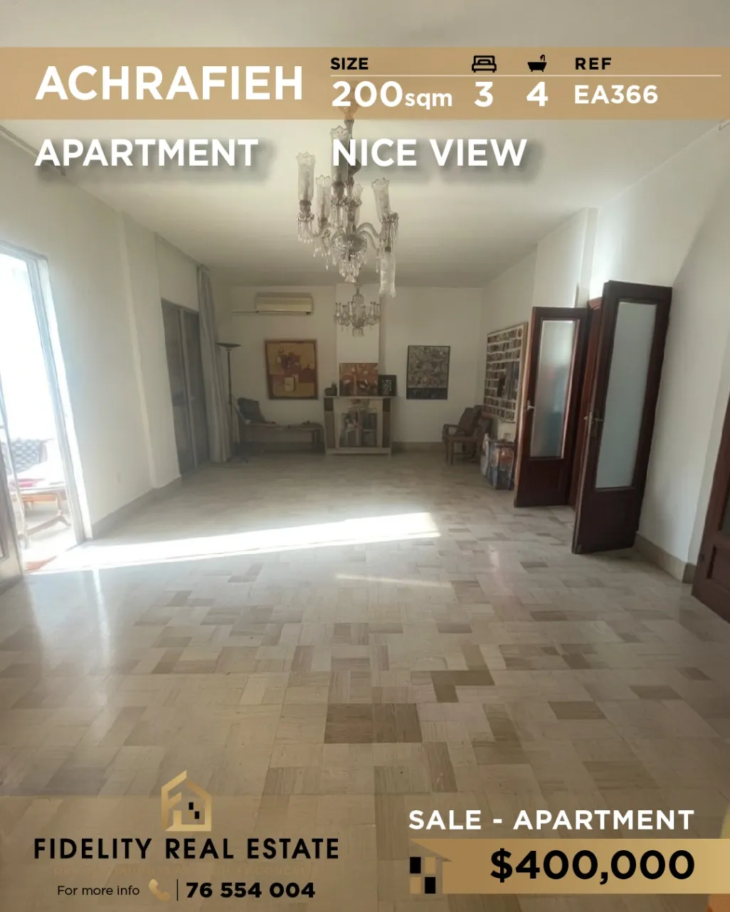 Apartment for sale in Achrafieh, Beirut, Lebanon - 3 bed, 4 bath