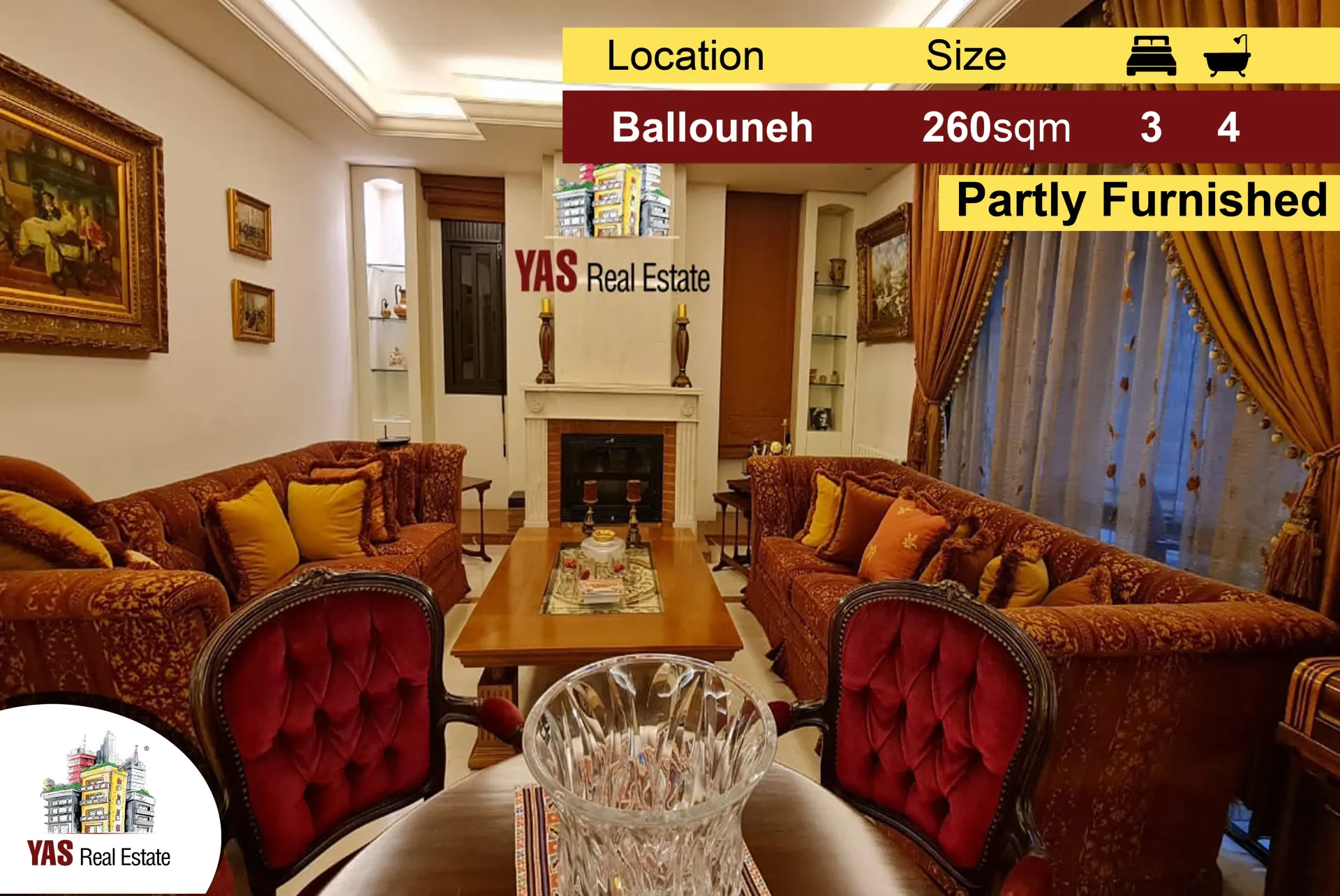 Apartment for Sale in Ballouneh - 3 bed, 4 bath