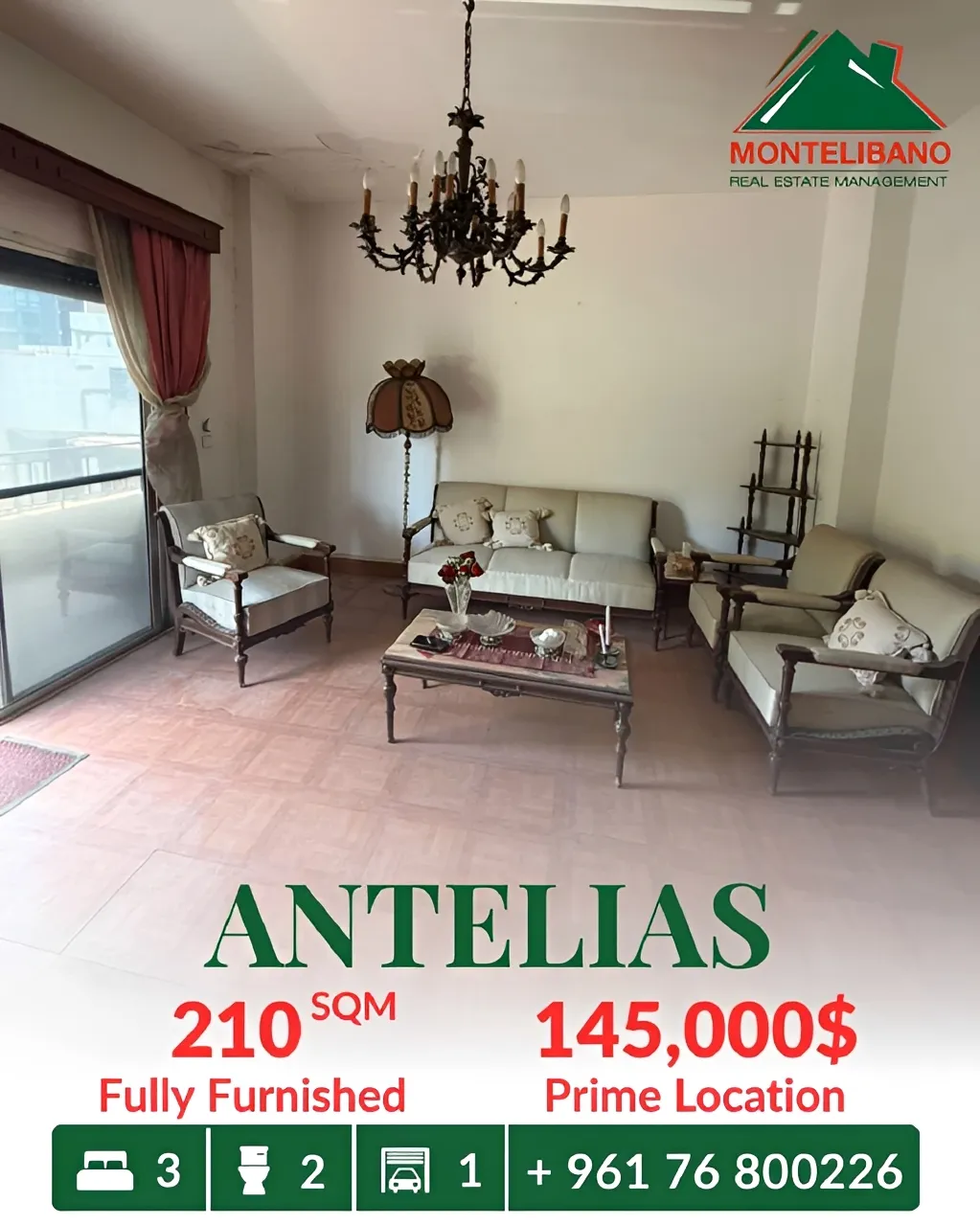 Apartment for sale in Antelias, Lebanon - 3 bed, 2 bath