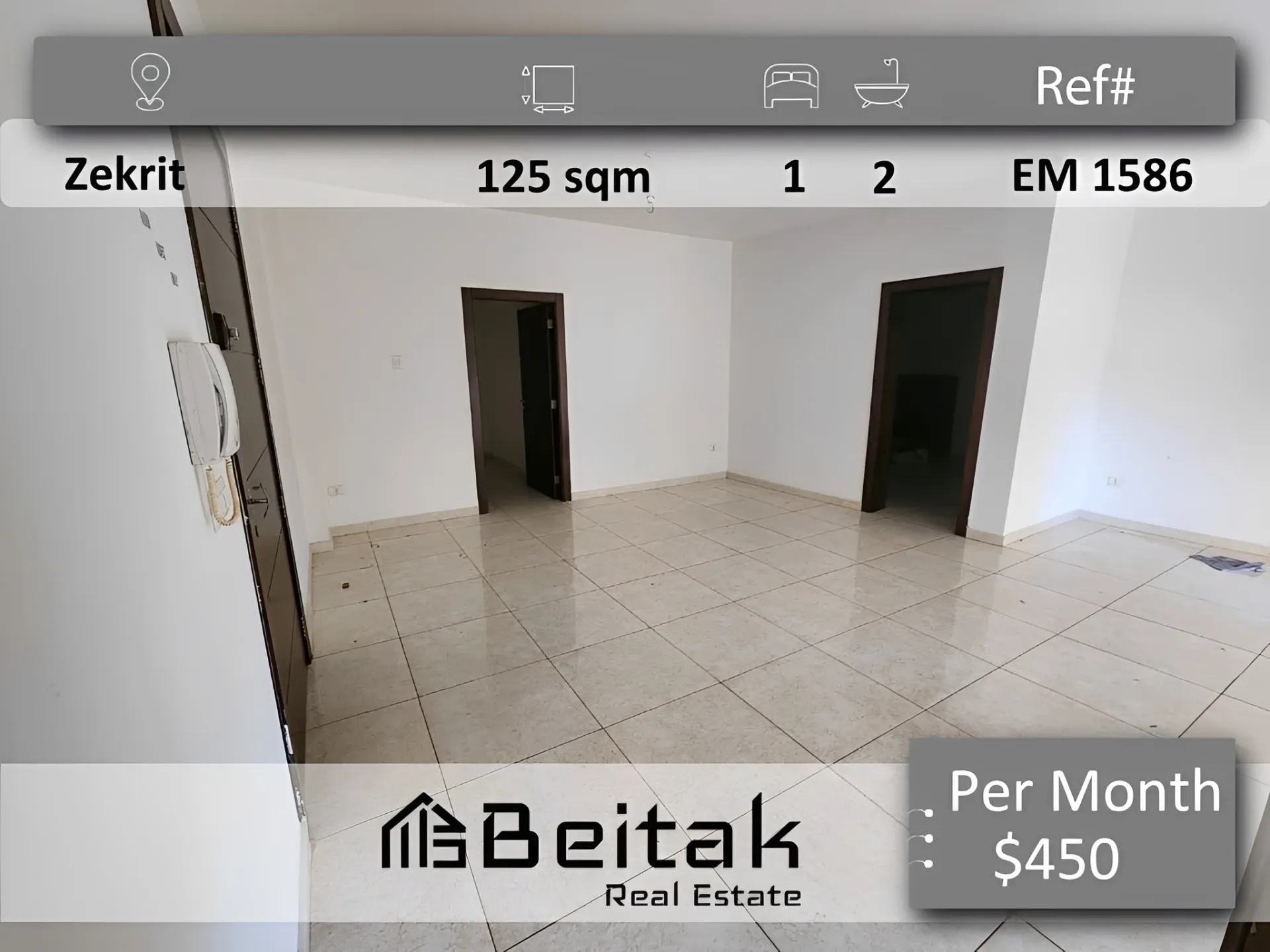 Apartment for rent in Zikrit