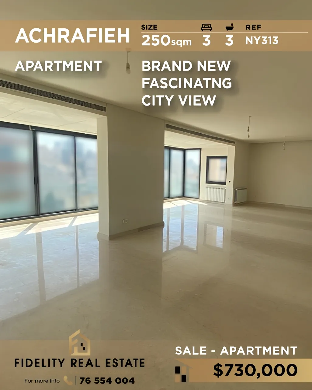 Apartment for sale in Achrafieh, Beirut, Lebanon - 3 bed, 3 bath