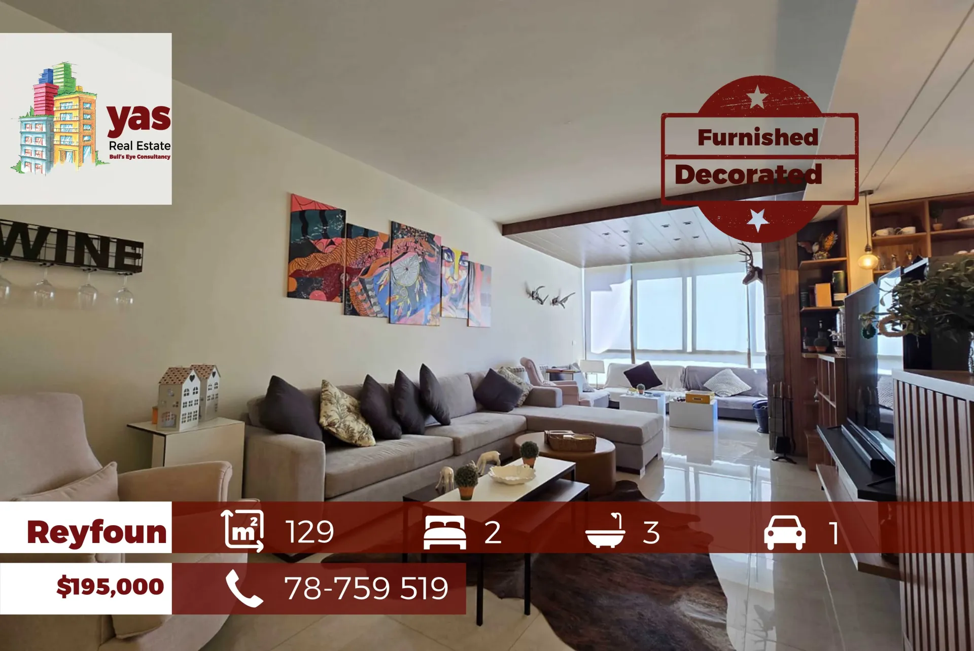 Apartment for Sale in Rayfoun - 2 bed, 3 bath
