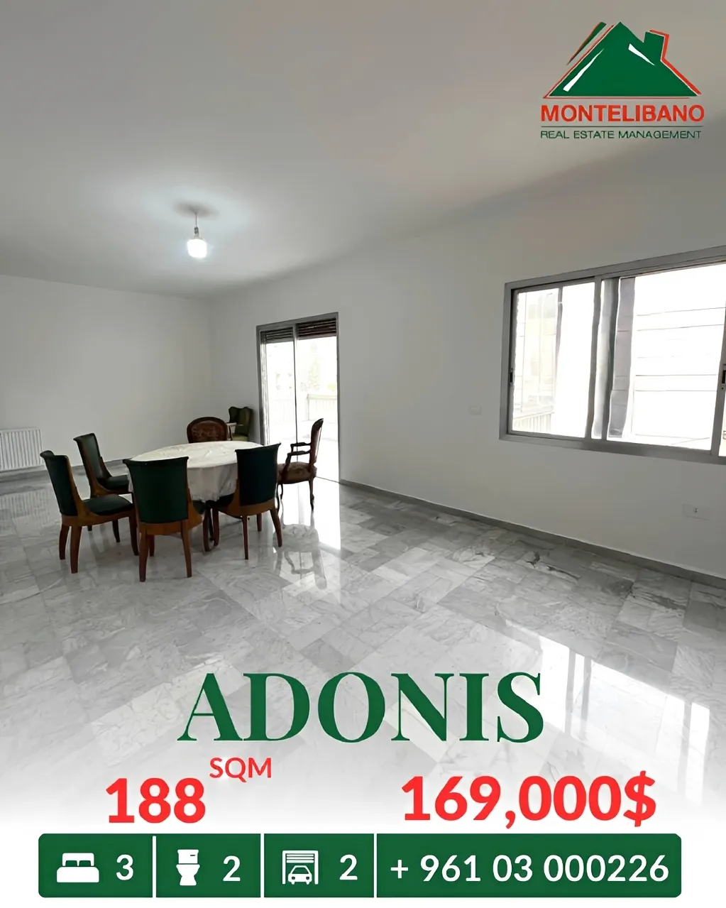 Apartment for sale in Adonis, Lebanon - 3 bed, 2 bath