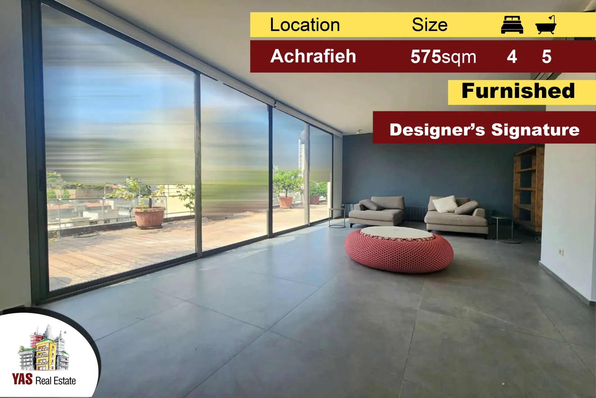 Apartment for Sale in Achrafieh - 4 bed, 5 bath