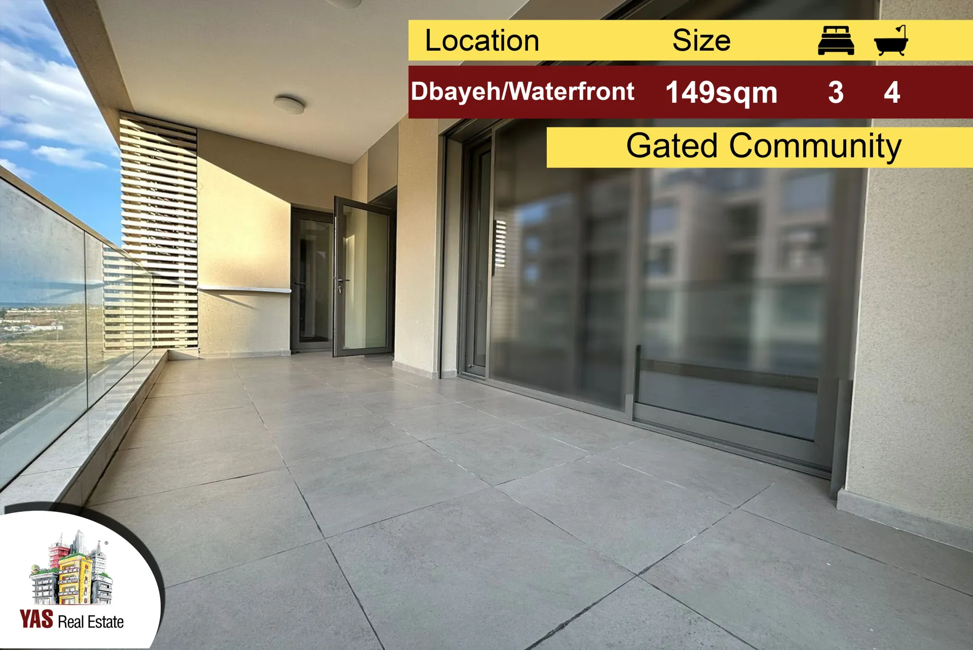 Apartment for Sale in Dbayeh - 3 bed, 4 bath