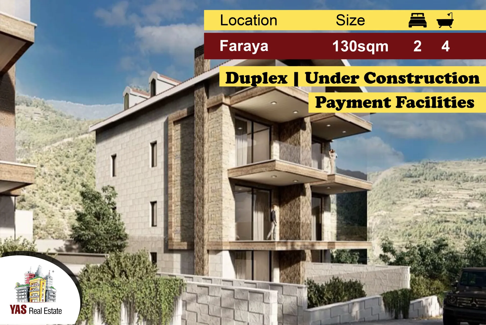 Apartment for Sale in Faraya - 2 bed, 4 bath
