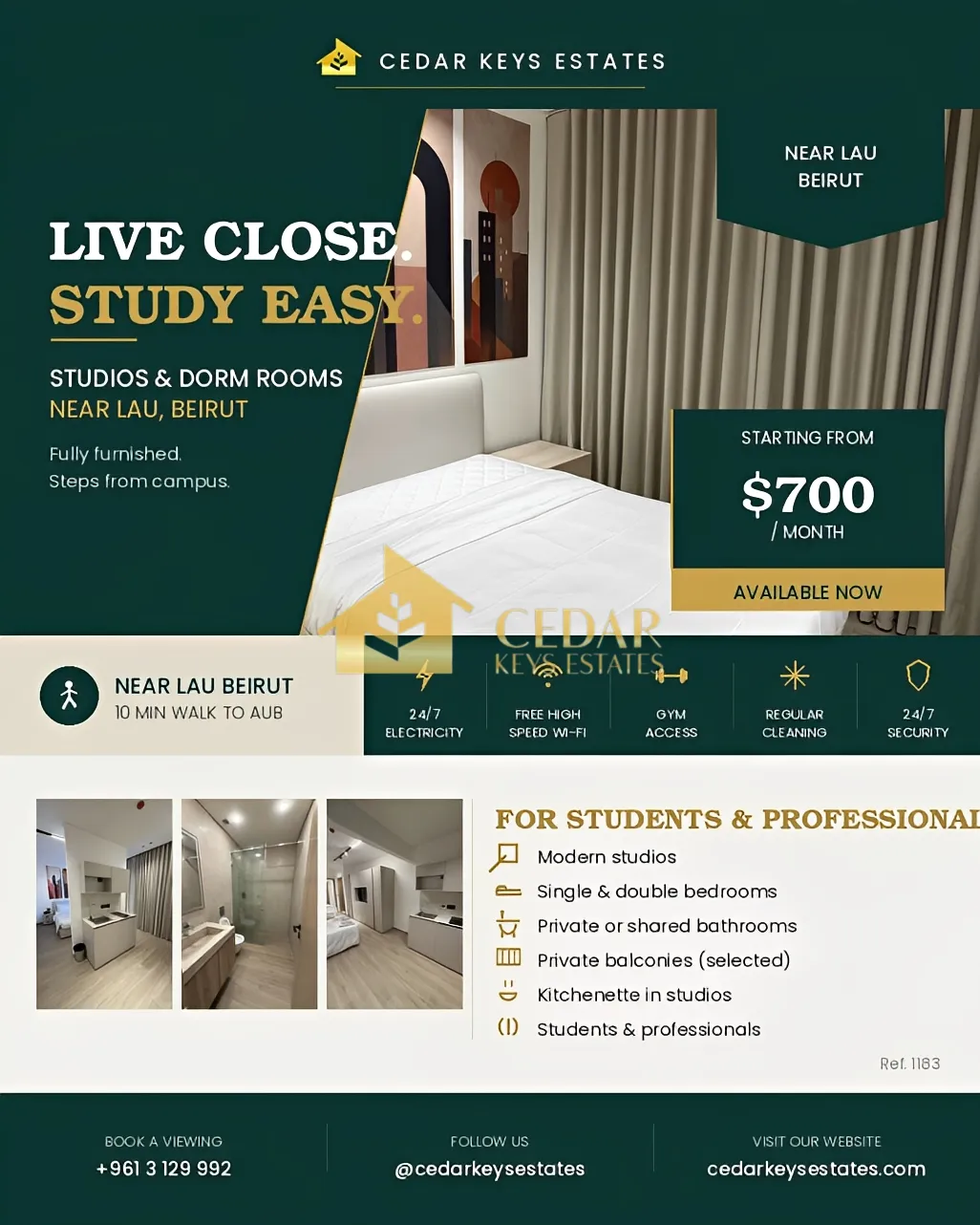 Studio for rent in Hamra, Beirut, Lebanon