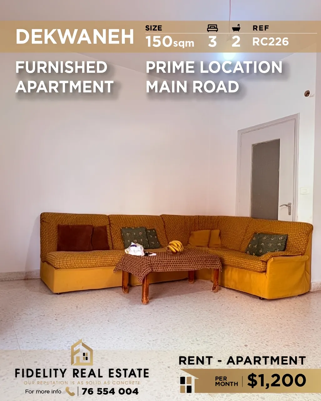 Apartment for rent in Dekwaneh, Lebanon - 3 bed, 2 bath
