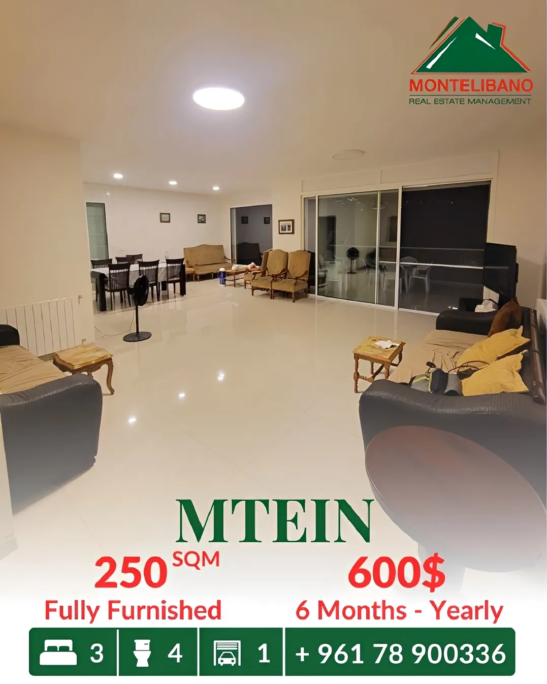 Apartment for rent in Mtein, Lebanon