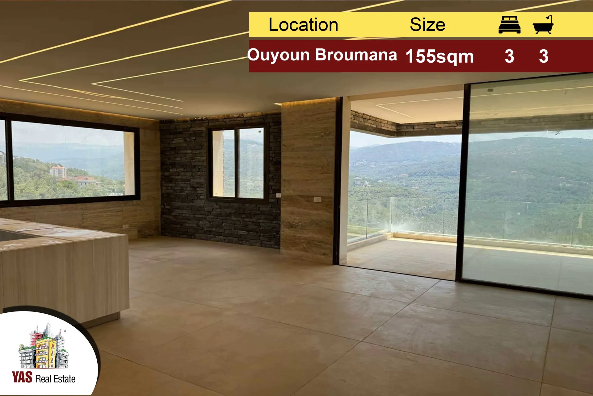 Apartment for Sale in Ouyoun Broumana - 3 bed, 3 bath