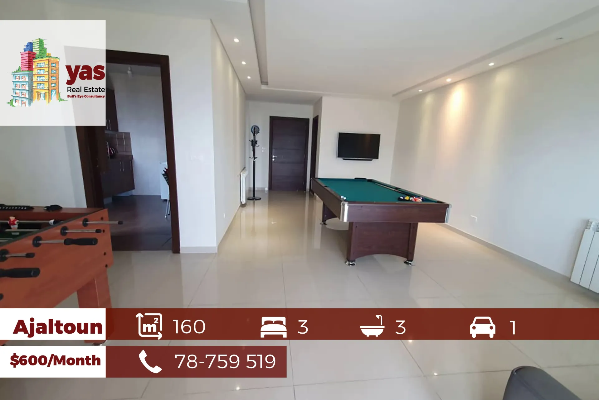 Apartment for Rent in Ajaltoun