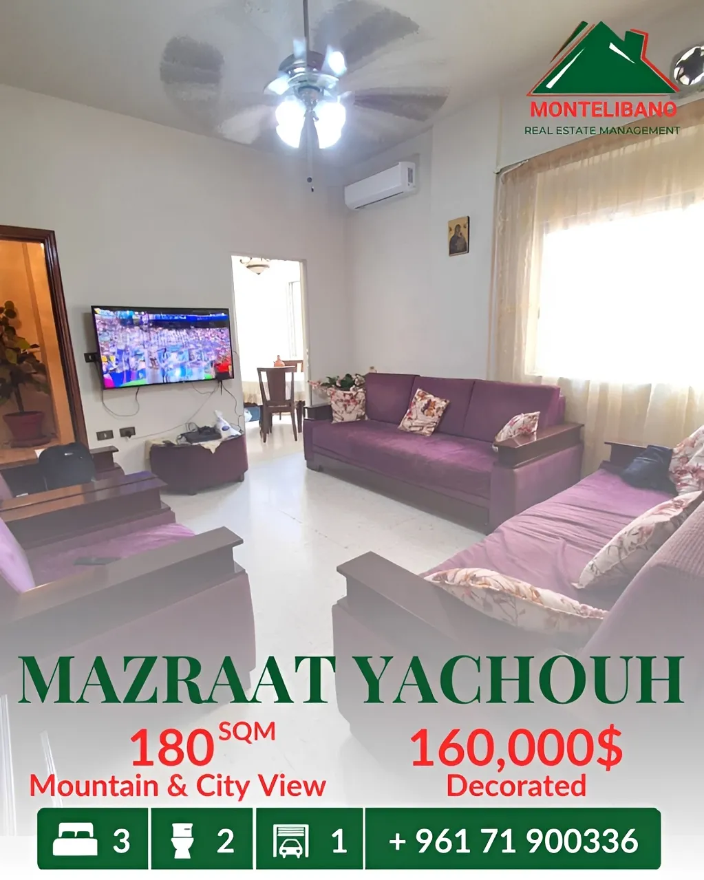 Apartment for sale in Mazraat Yachoua, Lebanon
