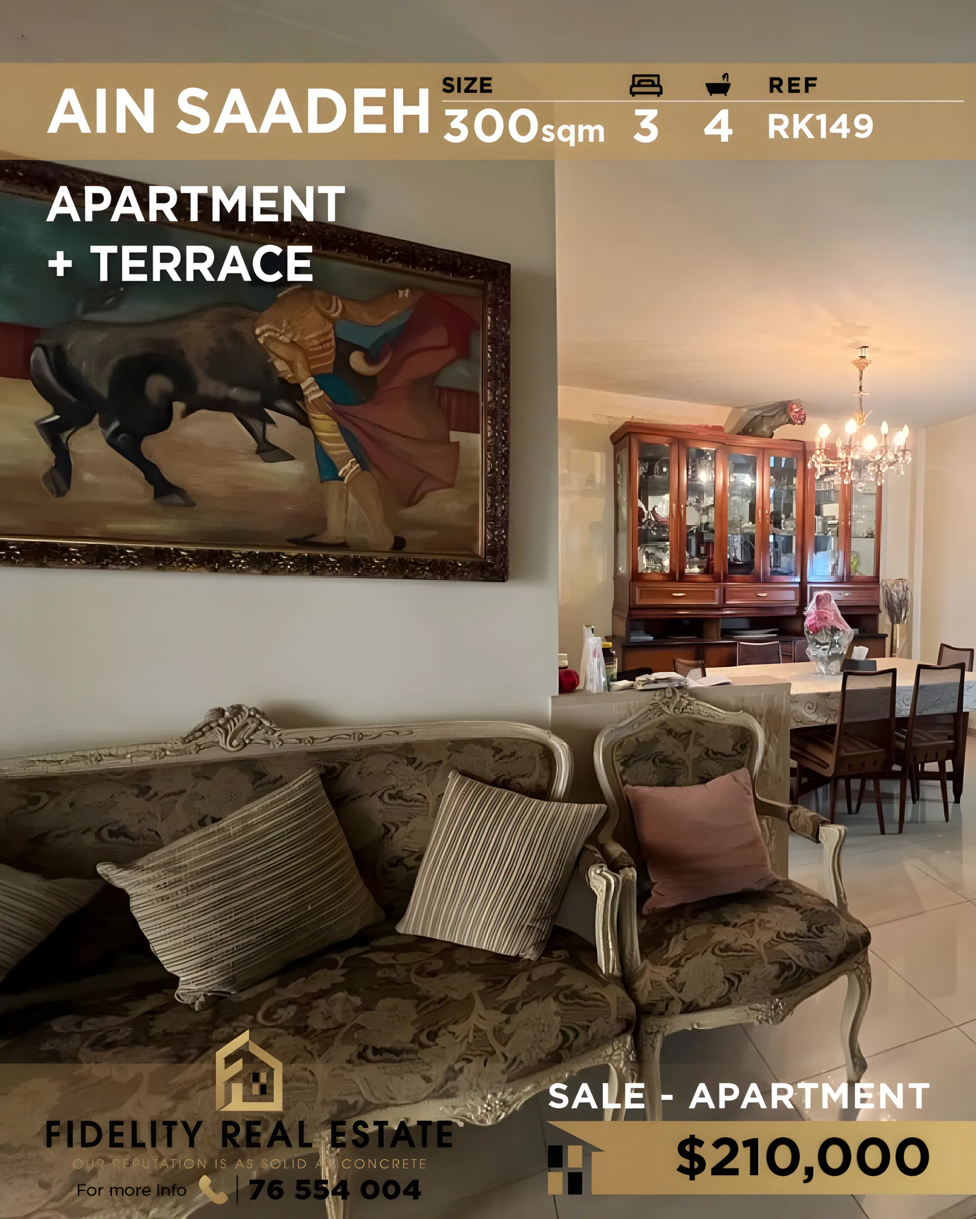 Apartment for sale in Ain Saadeh, Lebanon - 3 bed, 4 bath