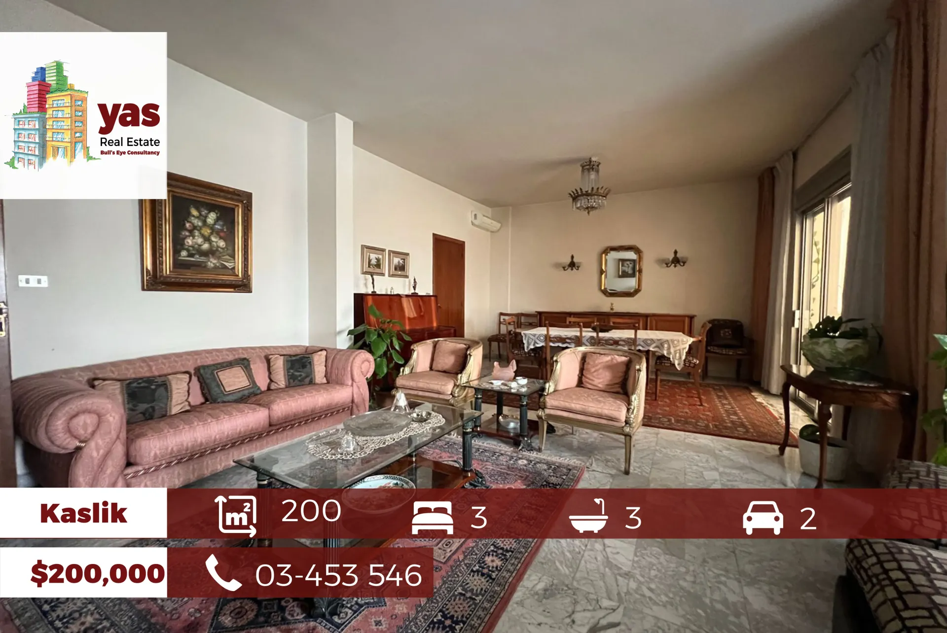 Apartment for Sale in Kaslik - 3 bed, 3 bath