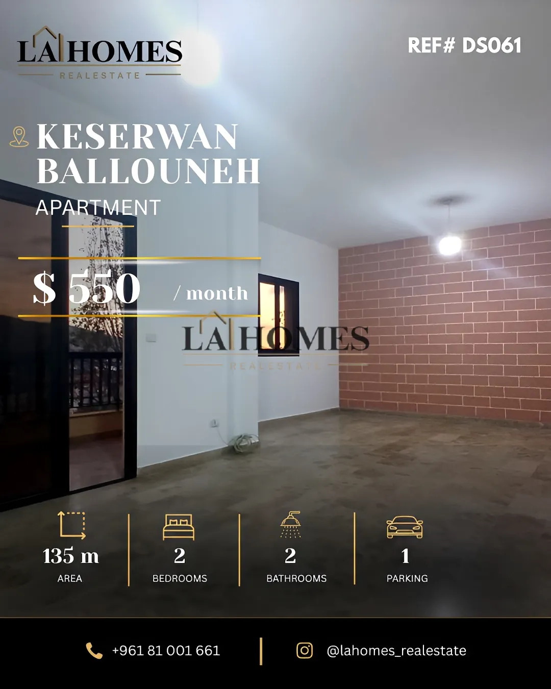 Apartment for rent in Ballouneh