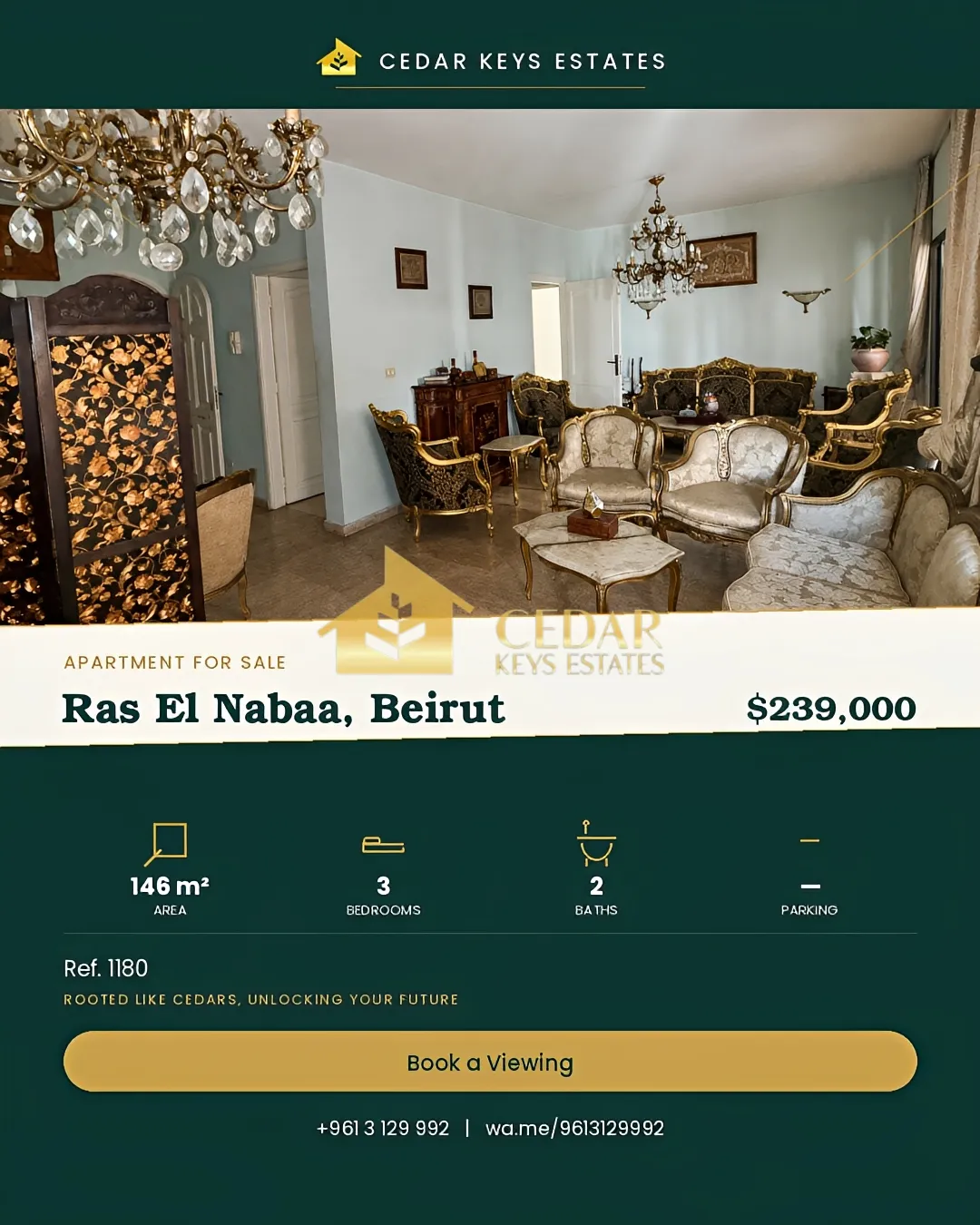 Apartment for sale in Ras Al Naba'a, Beirut, Lebanon