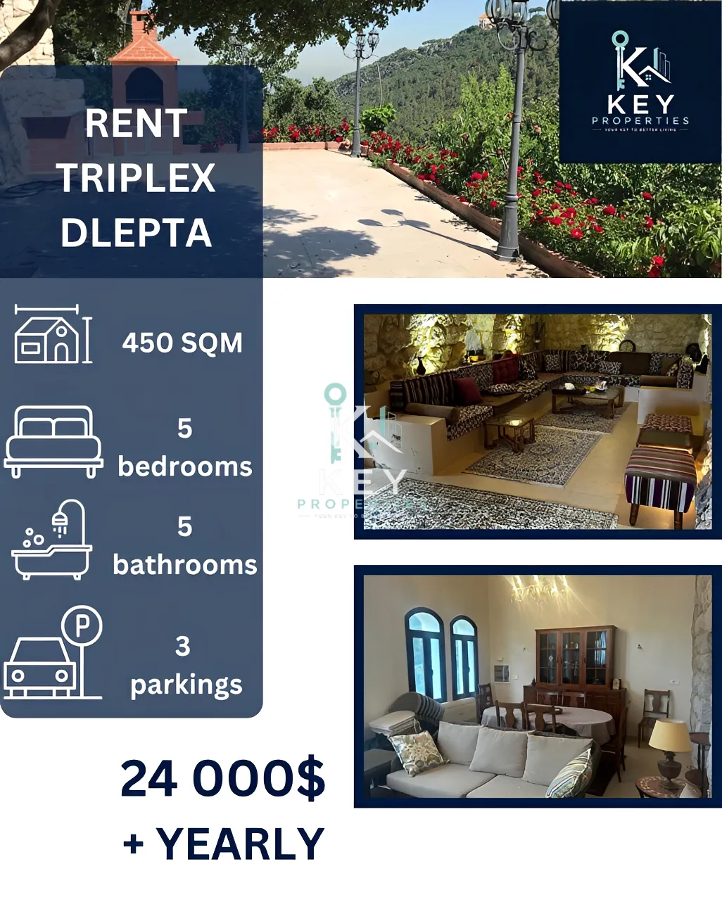 Triplex for rent in Delbta, Lebanon