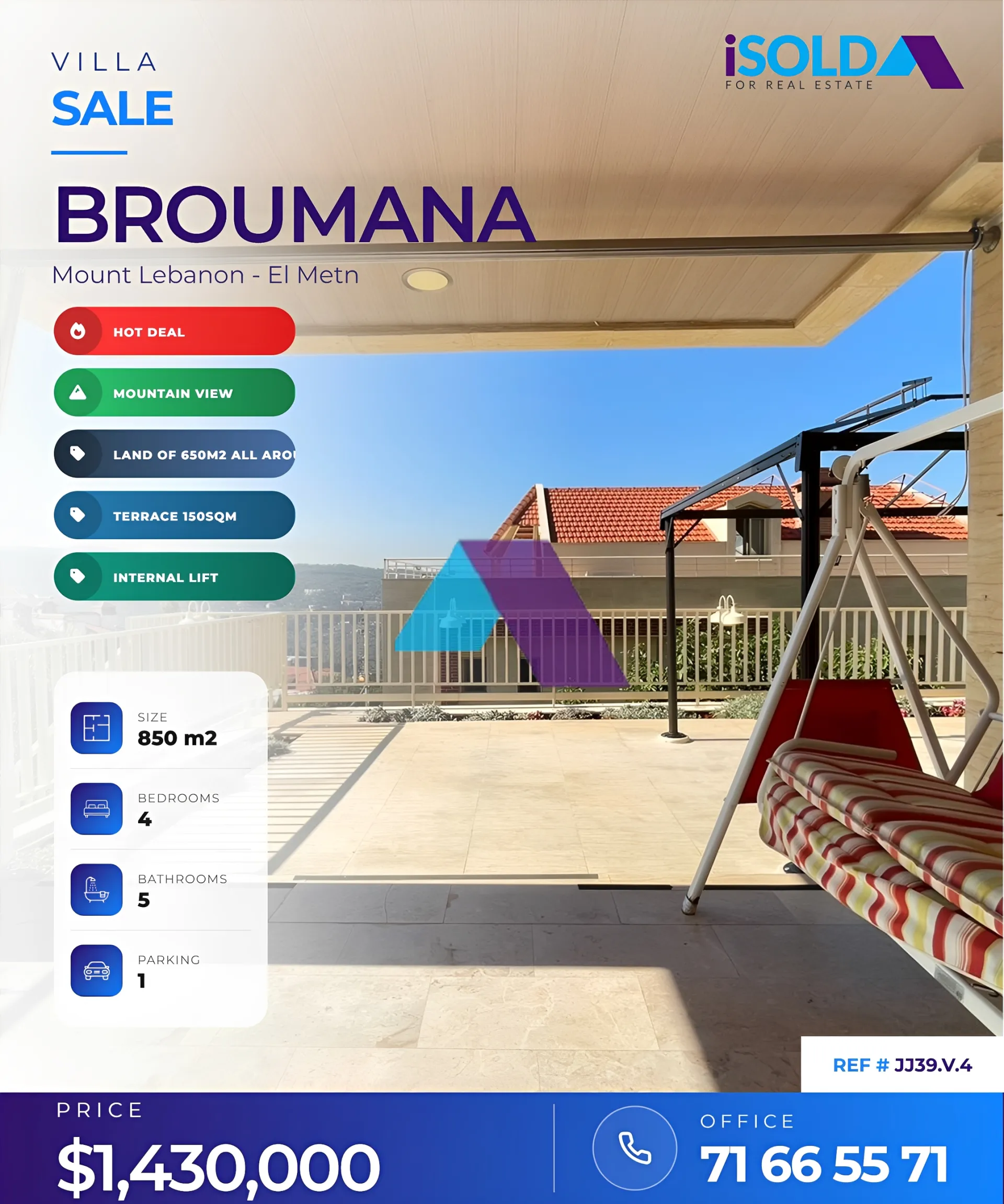 Villa for sale in Broummana, Lebanon - 4 bed, 5 bath